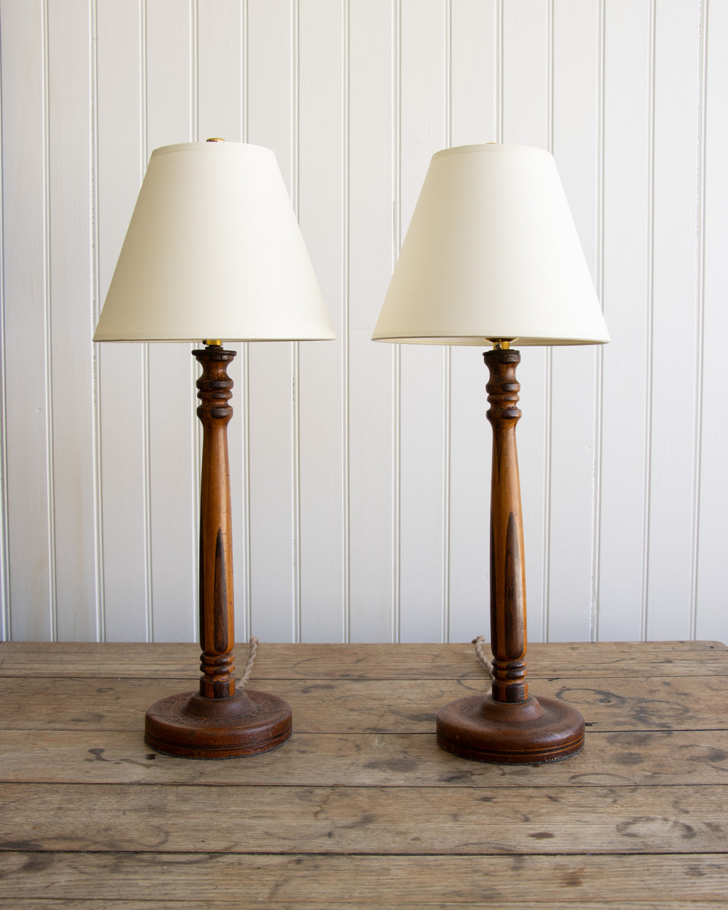 Marquetry Table Lamp Pair