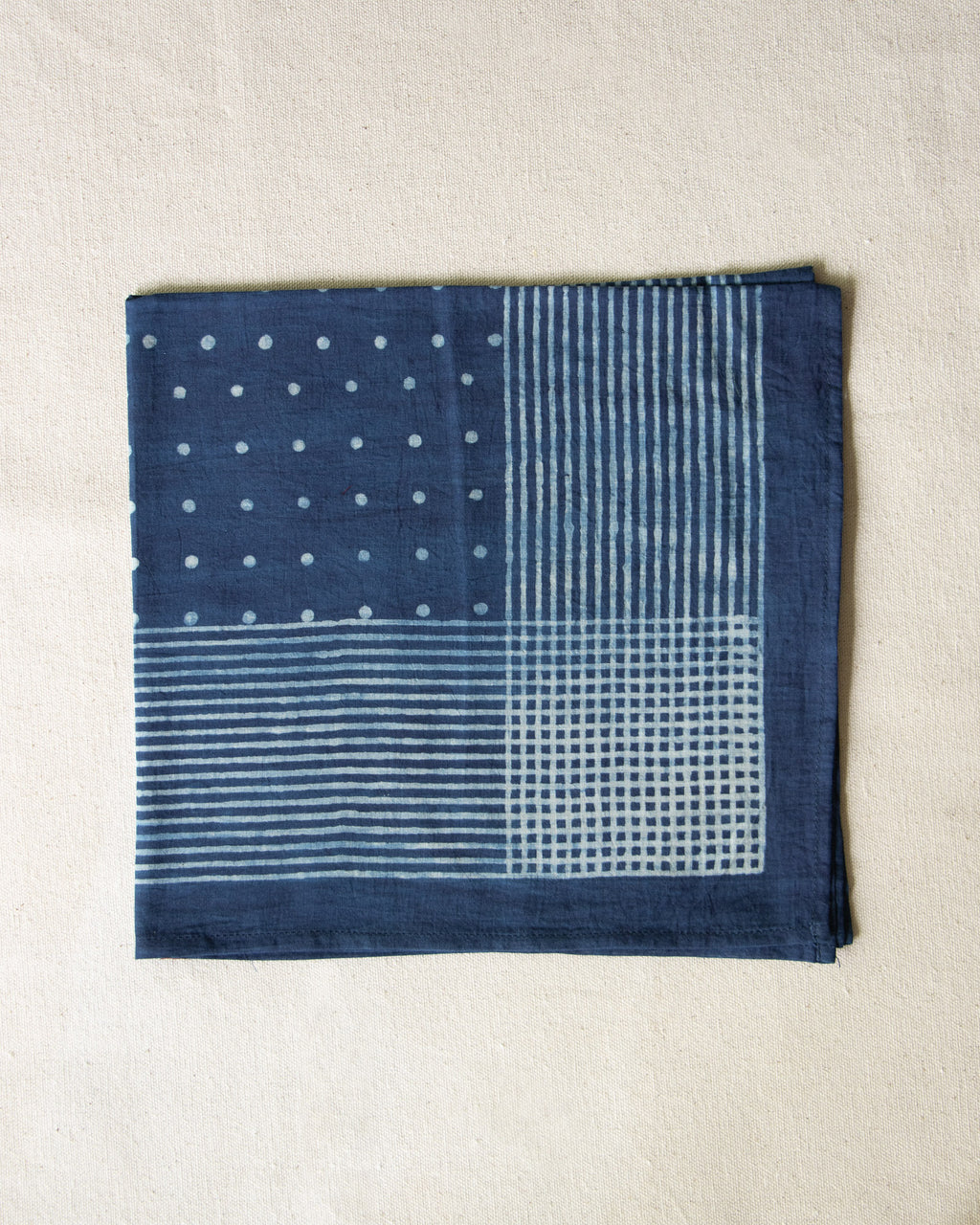 Lines and Dots Bandana in Indigo