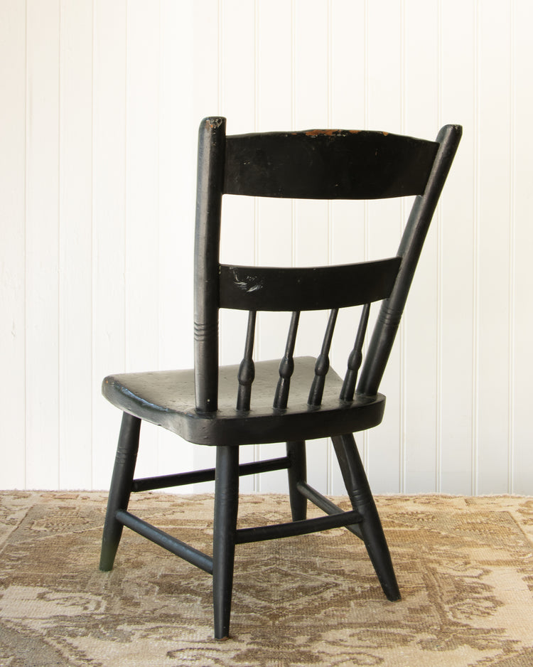 19th Century Child's Chair in Black Paint
