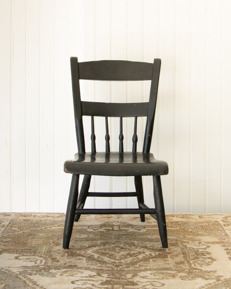 19th Century Child's Chair in Black Paint