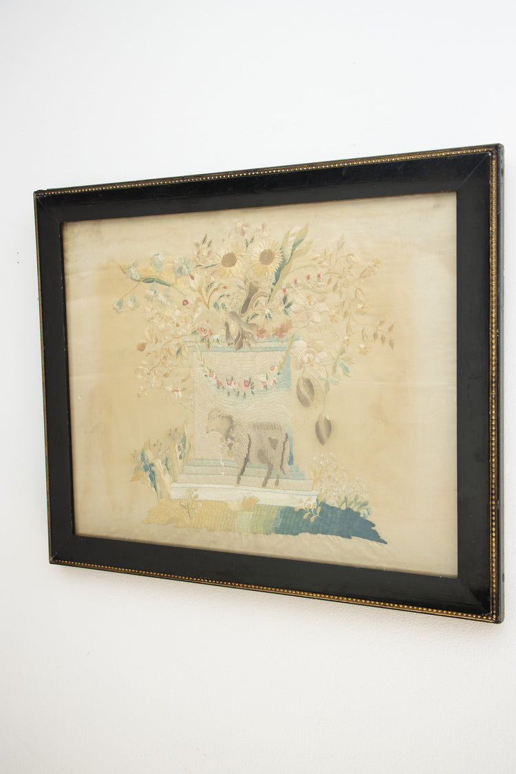 19th Century Silkwork Memorial Embroidery