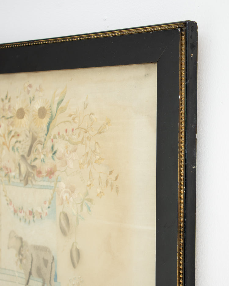 19th Century Silkwork Memorial Embroidery
