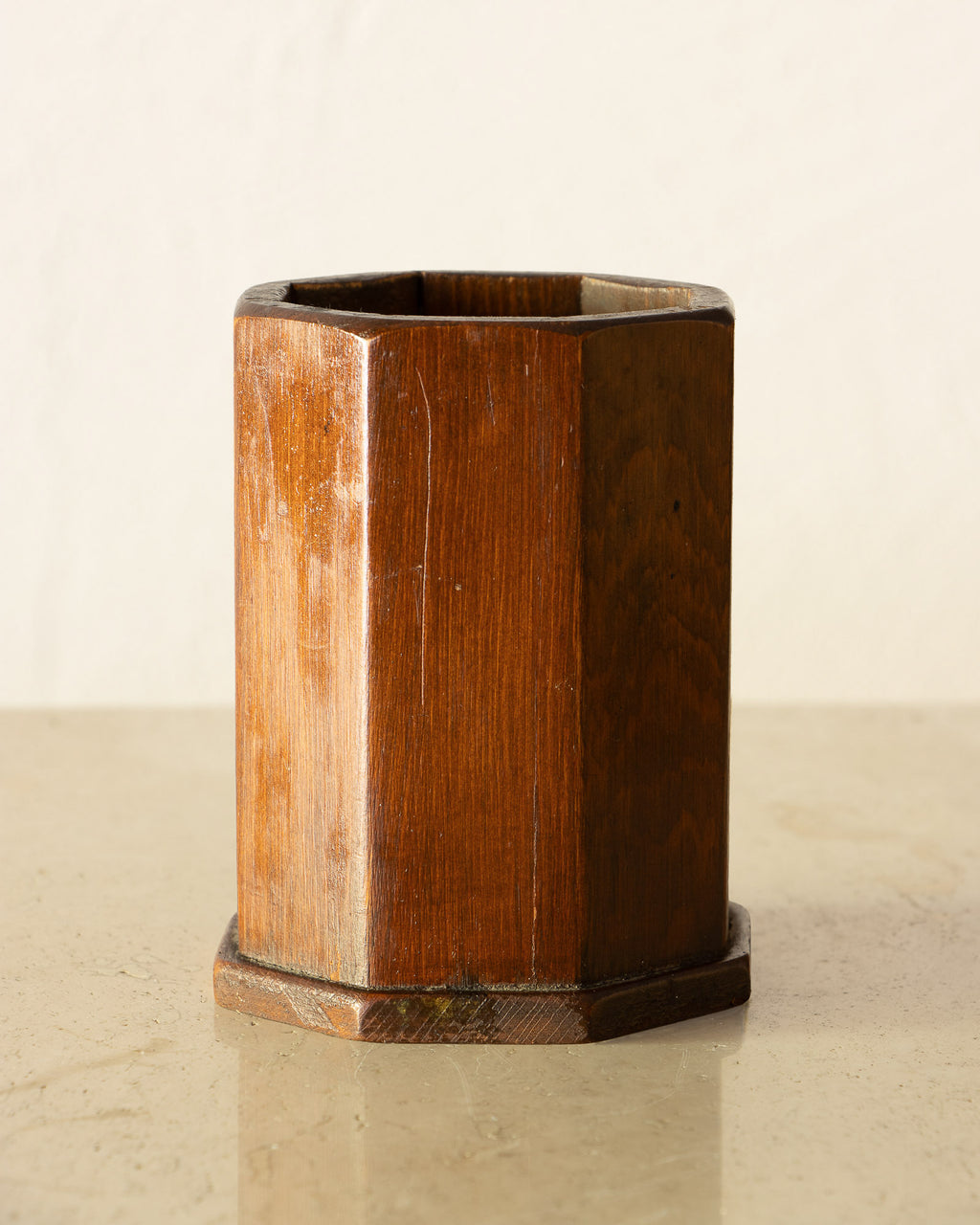 A Handcarved Treen Brush Pot
