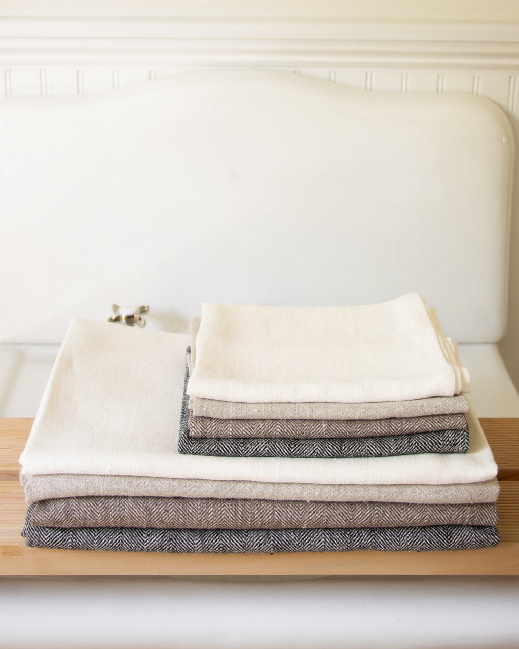 Herringbone Linen Bath and Hand Towel Light Brown
