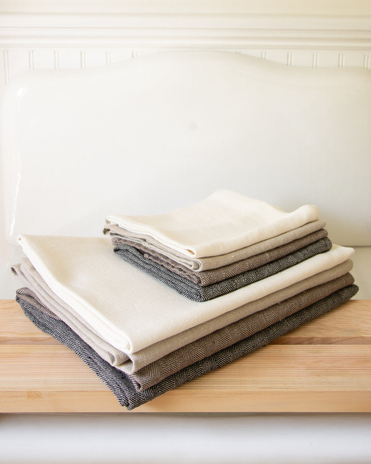 Herringbone Linen Bath and Hand Towel Light Brown