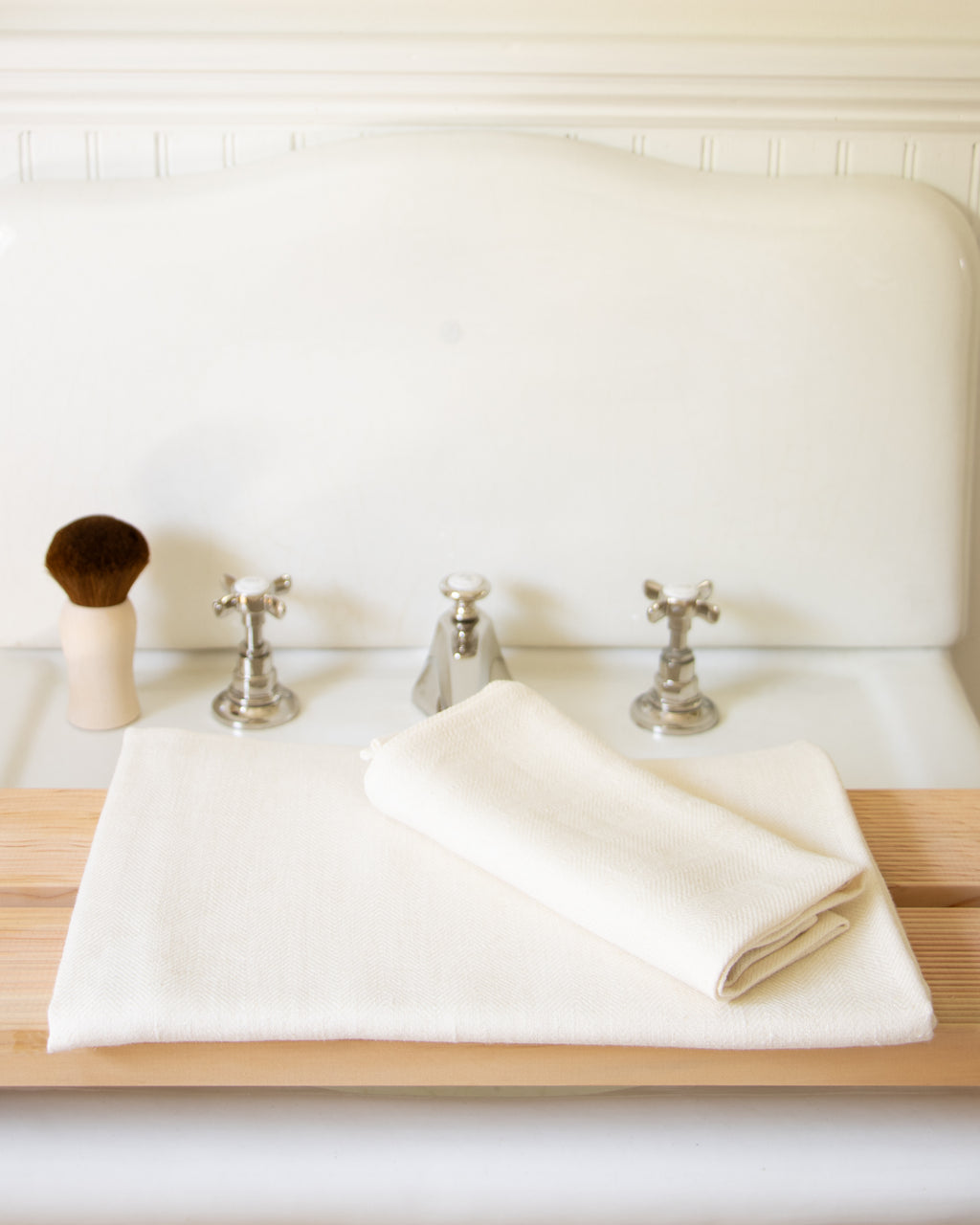 Herringbone Linen Bath and Hand Towel White