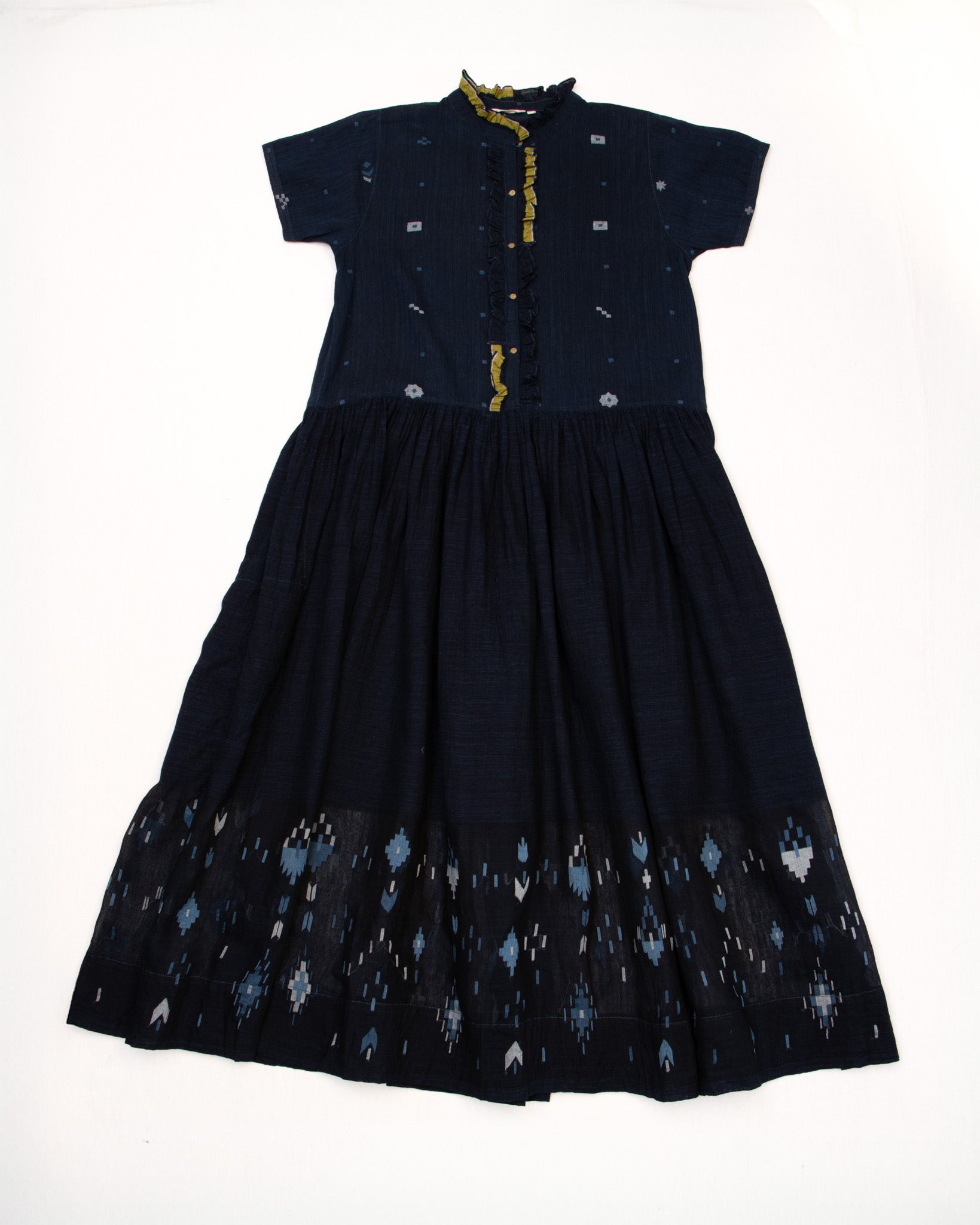 injiri embroidered dress Injiri Black and Blue Grid Silk Dress — The Cross