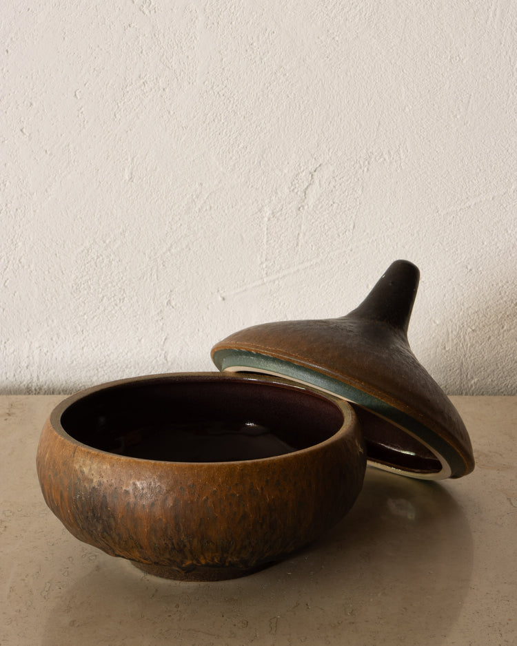 West German Drip Glaze Jar with Lid