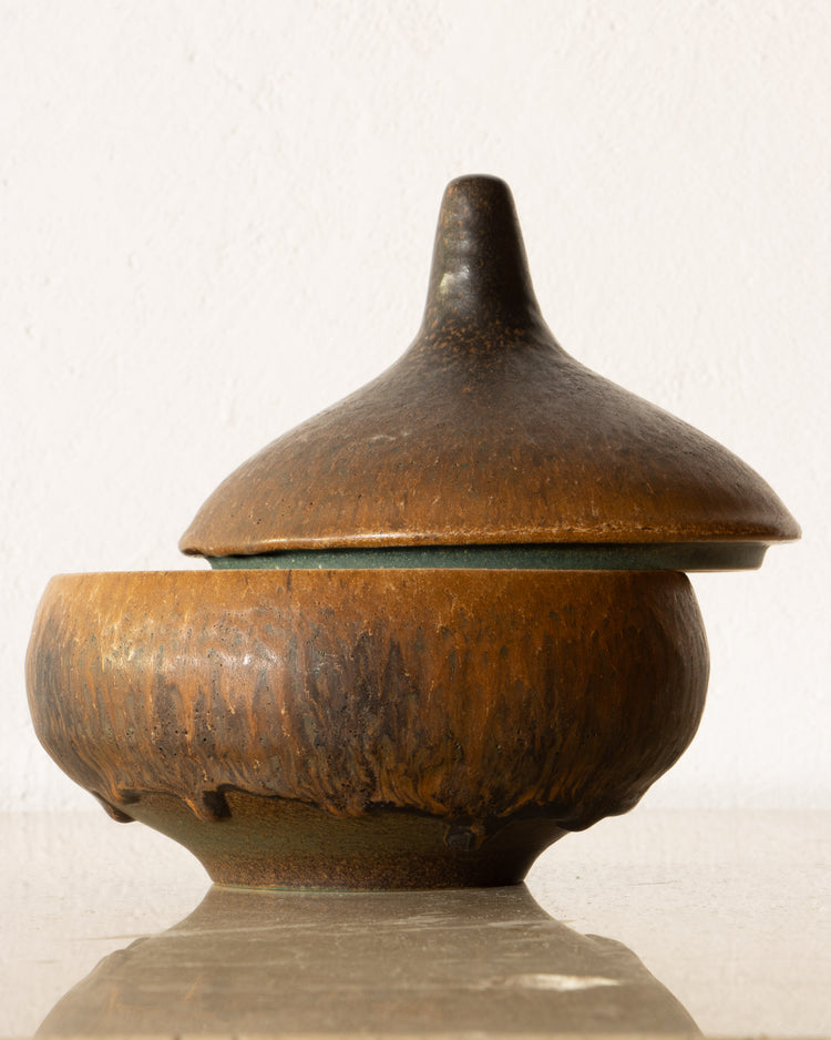 West German Drip Glaze Jar with Lid