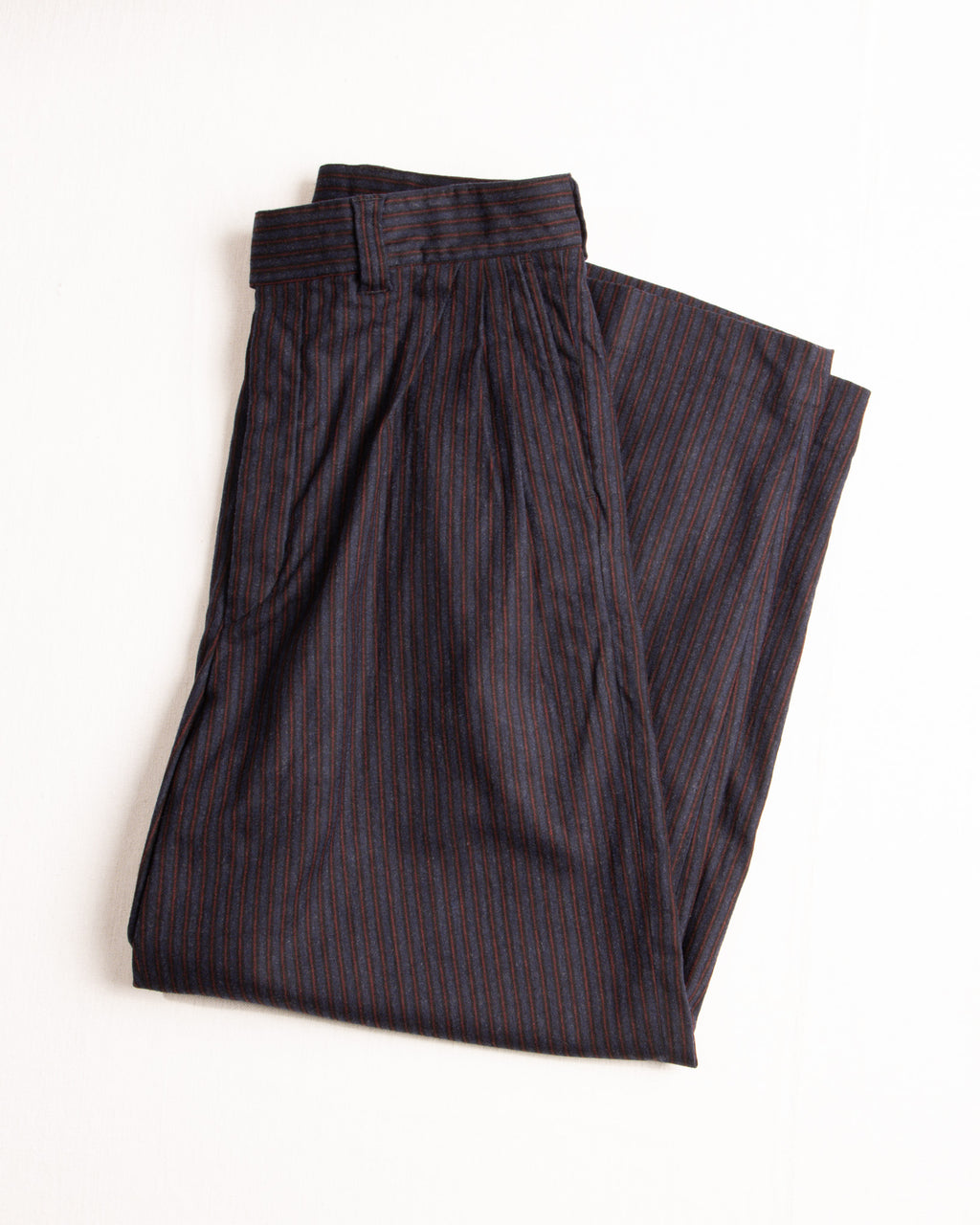 Striped Wool Pleated Pants Navy