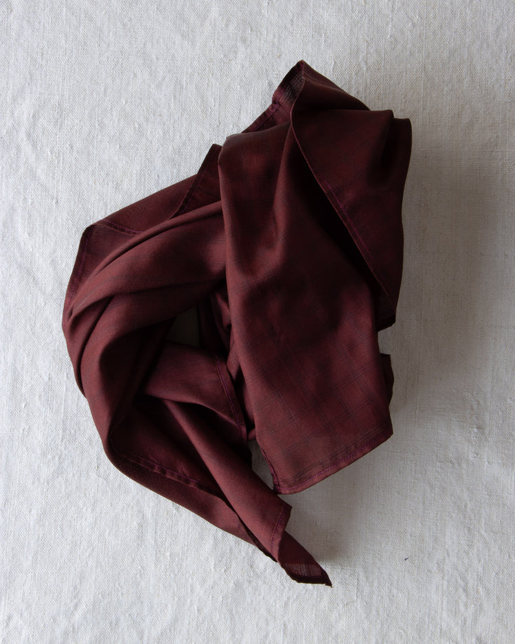 Large Silk Bandana Burgundy Windowpane Check