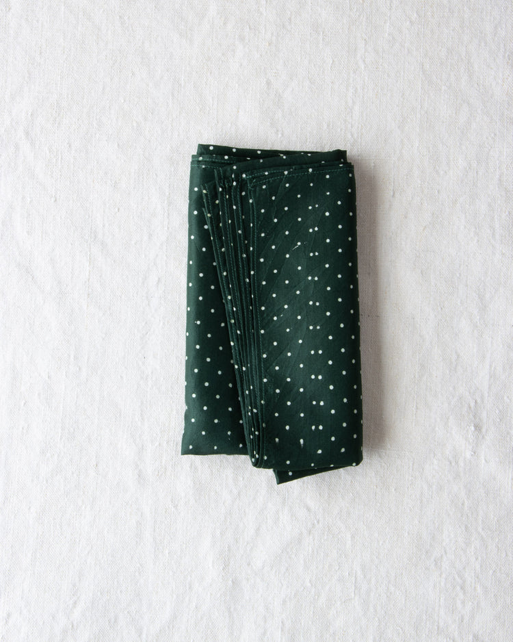 Large Silk Bandana Dark Green Dots