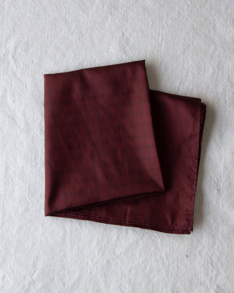 Large Silk Bandana Burgundy Windowpane Check