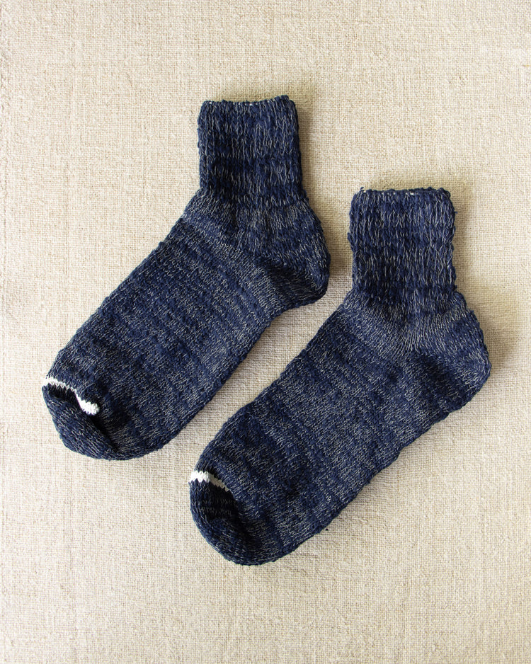 Yahae Garabou Organic Cotton Ankle Socks Navy