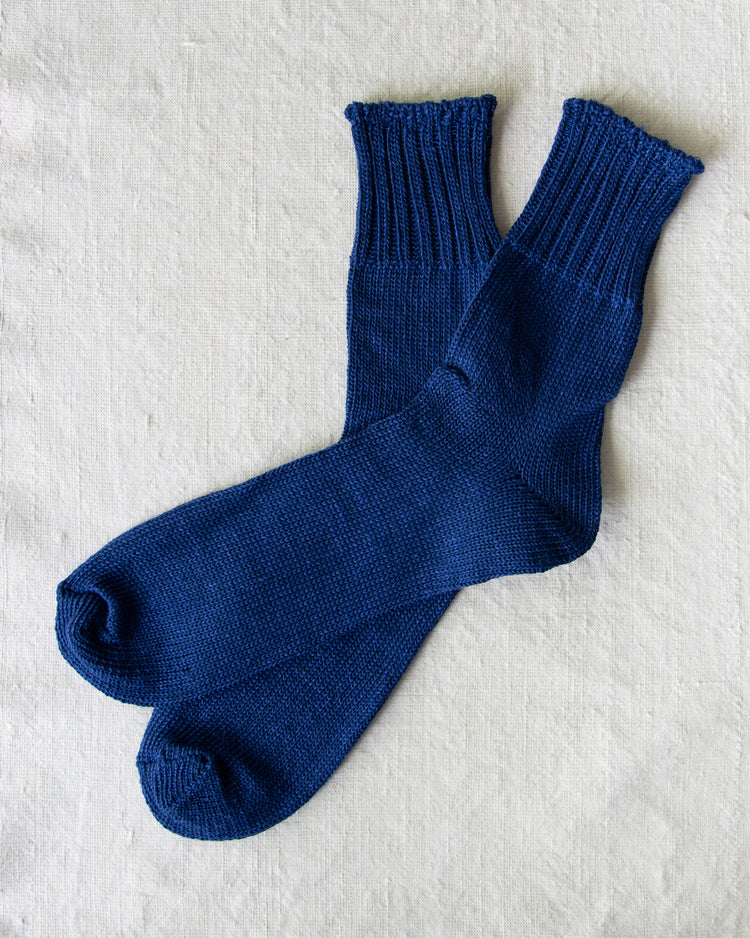 Yahae Linen Organic Cotton Ankle Socks Blue