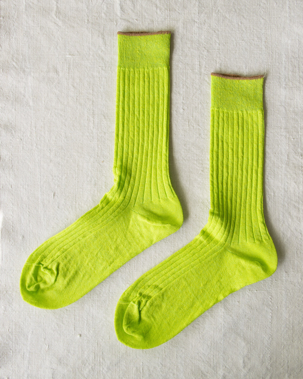 Yahae Linen Ribbed Socks Lime
