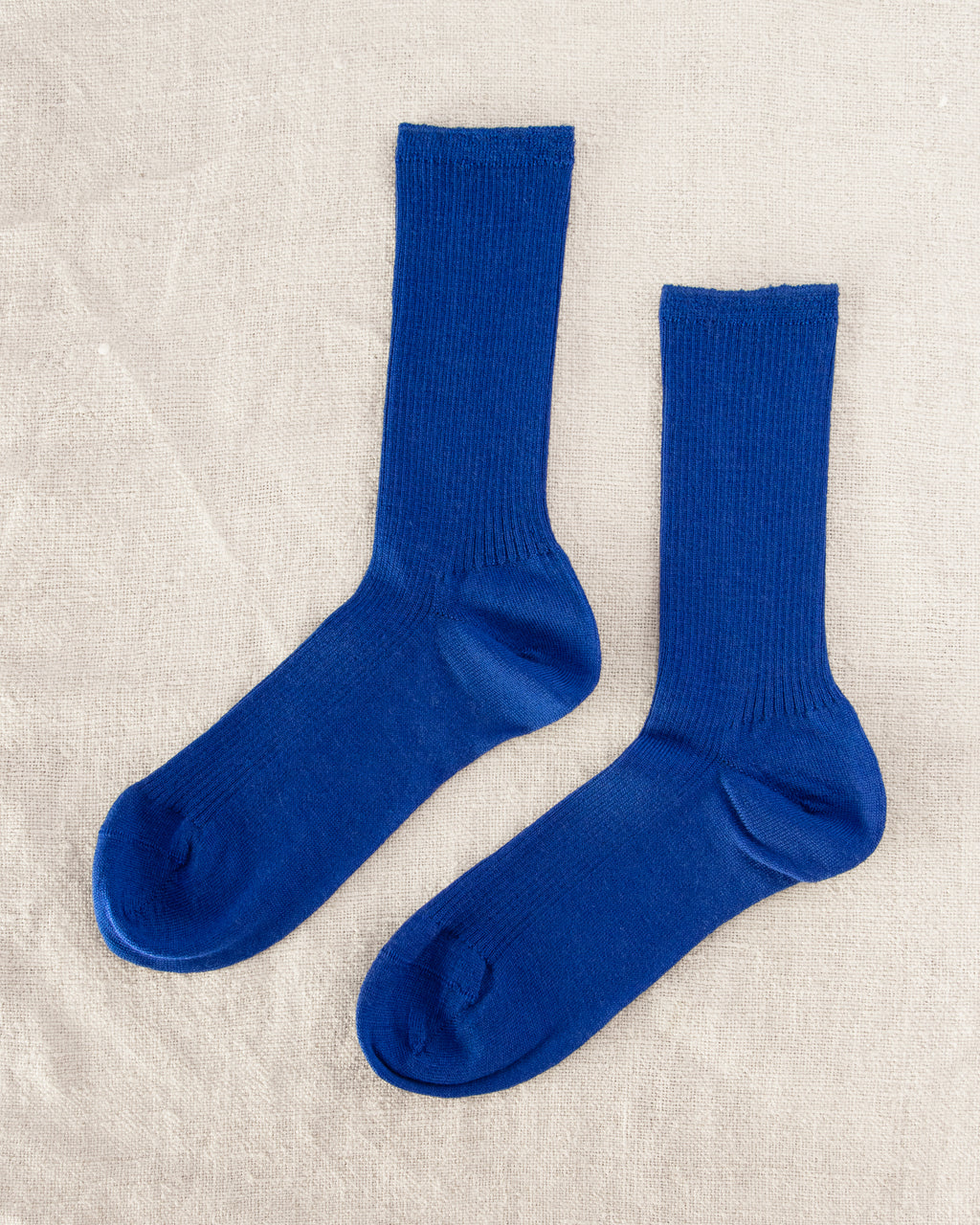 Yahae Wool Middle Gauge Ribbed Socks Blue