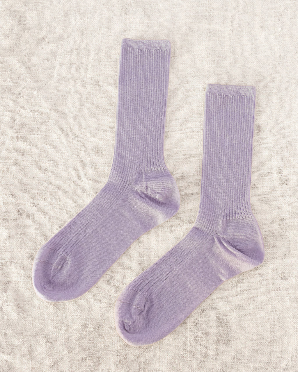 Yahae Wool Middle Gauge Ribbed Socks Lavender