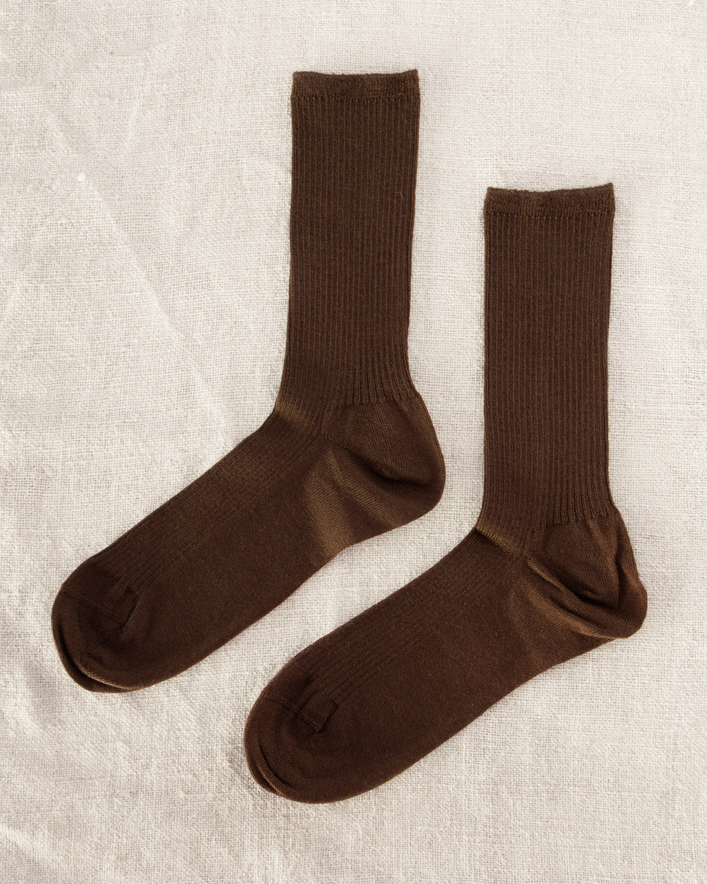 Yahae Wool Middle Gauge Ribbed Socks Brown