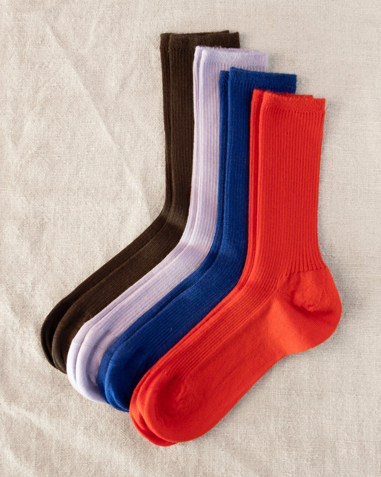 Yahae Wool Middle Gauge Ribbed Socks Red