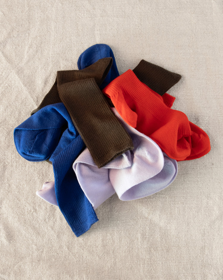 Yahae Wool Middle Gauge Ribbed Socks Brown