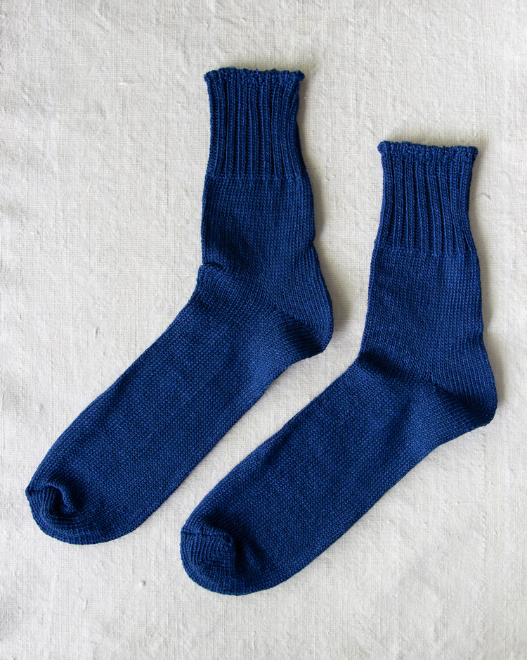 Yahae Linen Organic Cotton Ankle Socks Blue