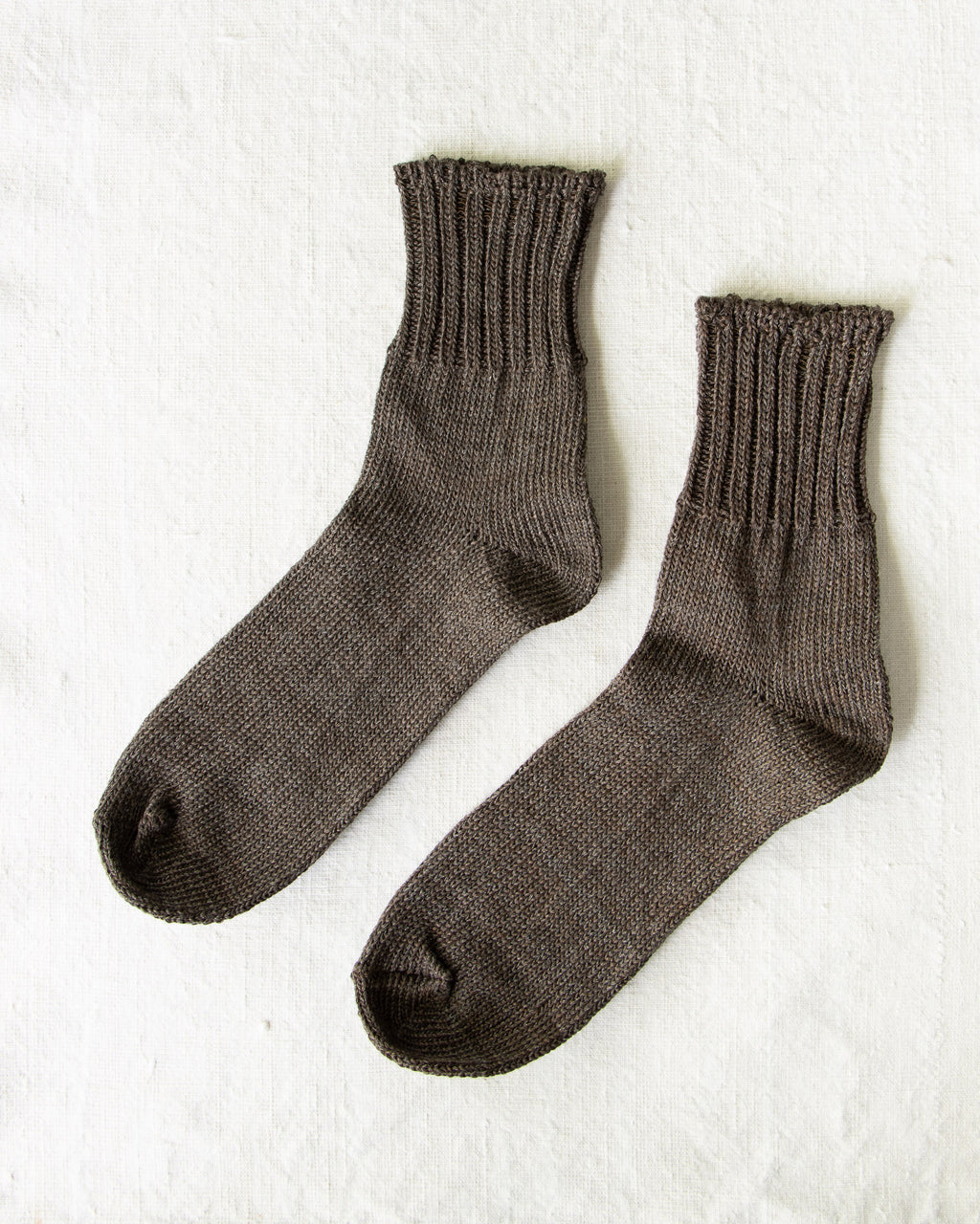 Yahae Linen Organic Cotton Ankle Socks Brown