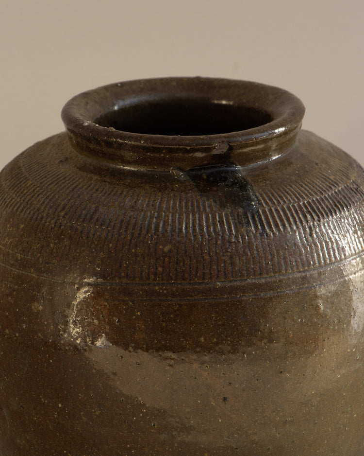 Brown Glazed Earthenware Jar