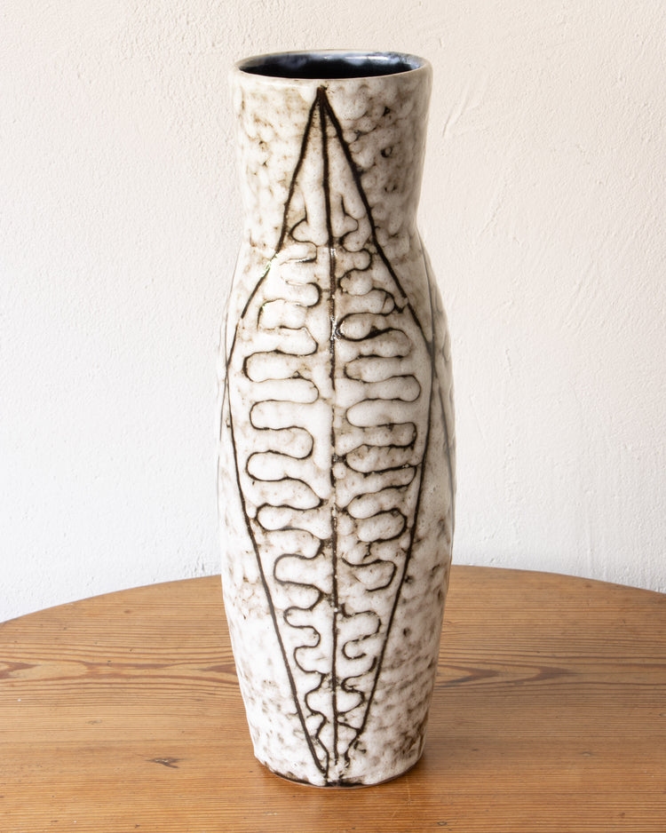 Tall Mid-Century Hungarian Folk Majolica Vase