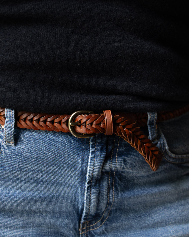 Woven Leather Belt Narrow