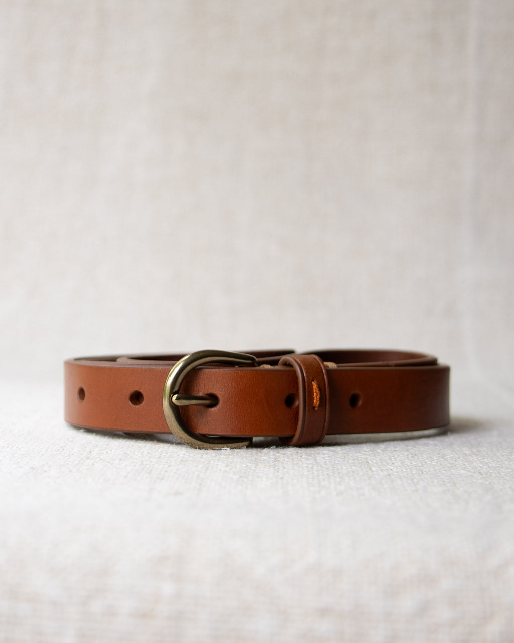 Embroidered Leather Belt Tan