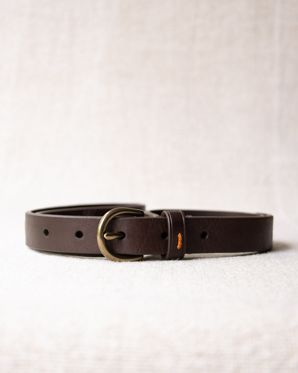 Embroidered Leather Belt Brown