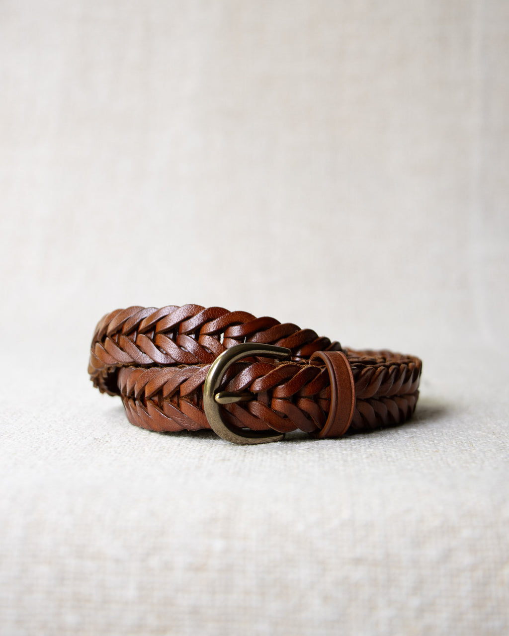 Woven Leather Belt Narrow