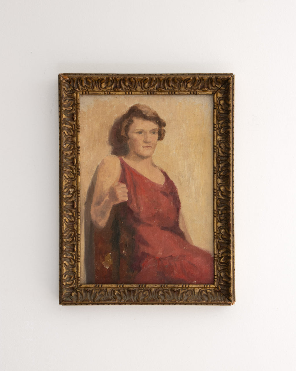 Woman in Red Framed Portrait
