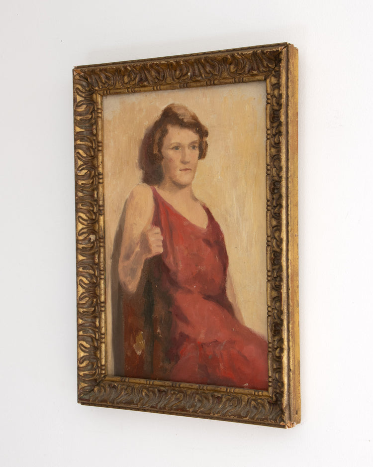 Woman in Red Framed Portrait