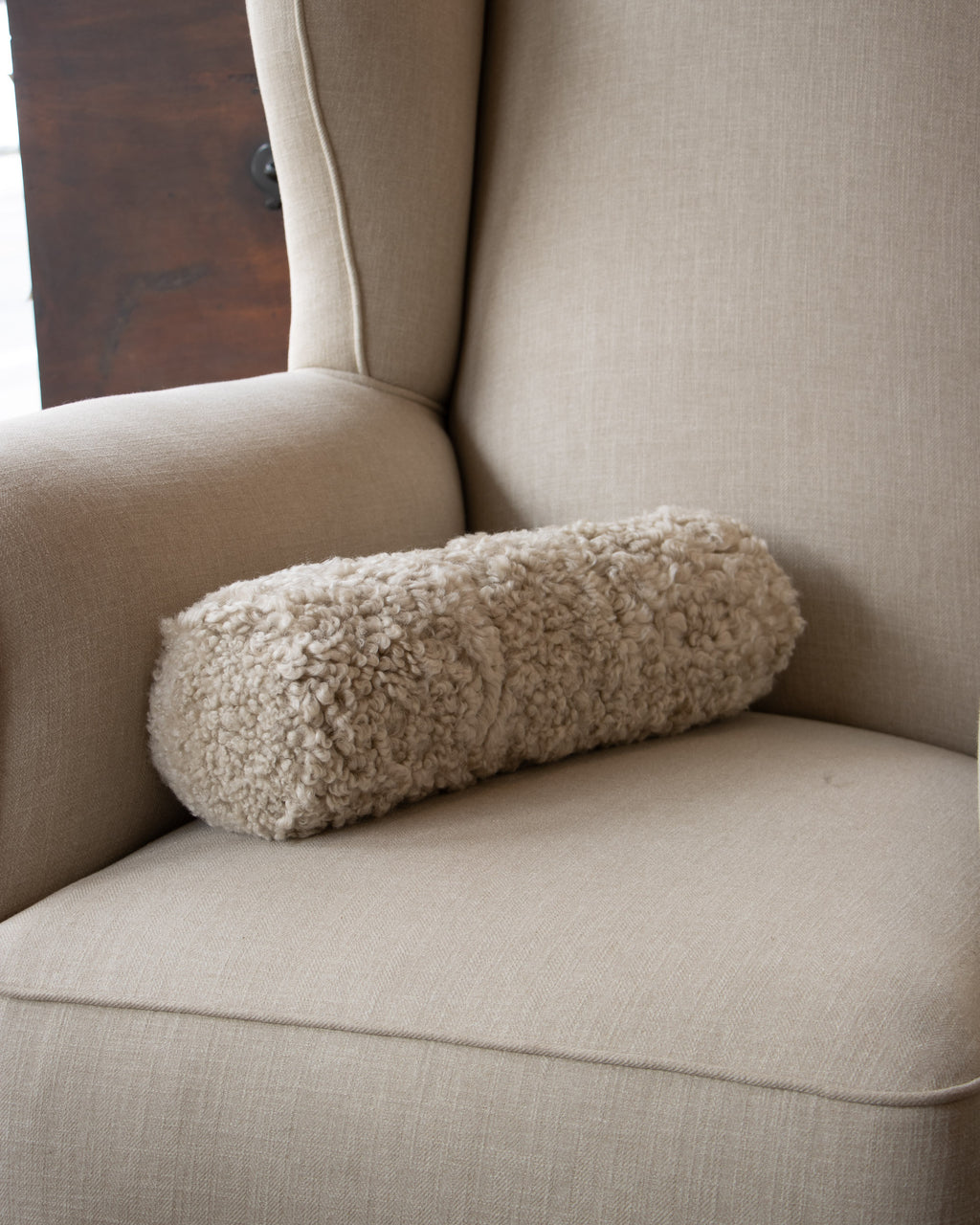 Sheepskin Pillow - Ivory Bolster
