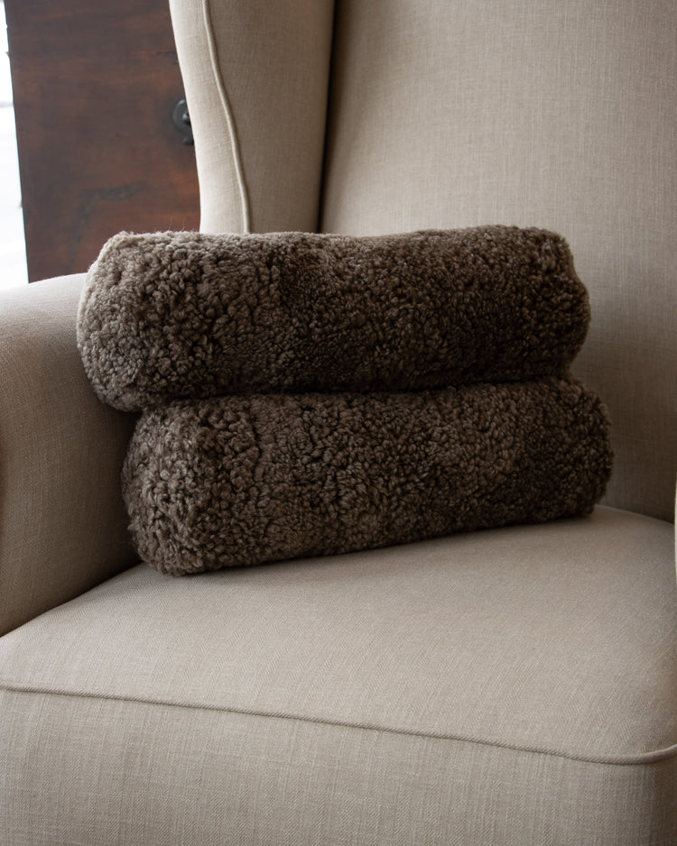 Sheepskin Pillow - Pewter Bolster