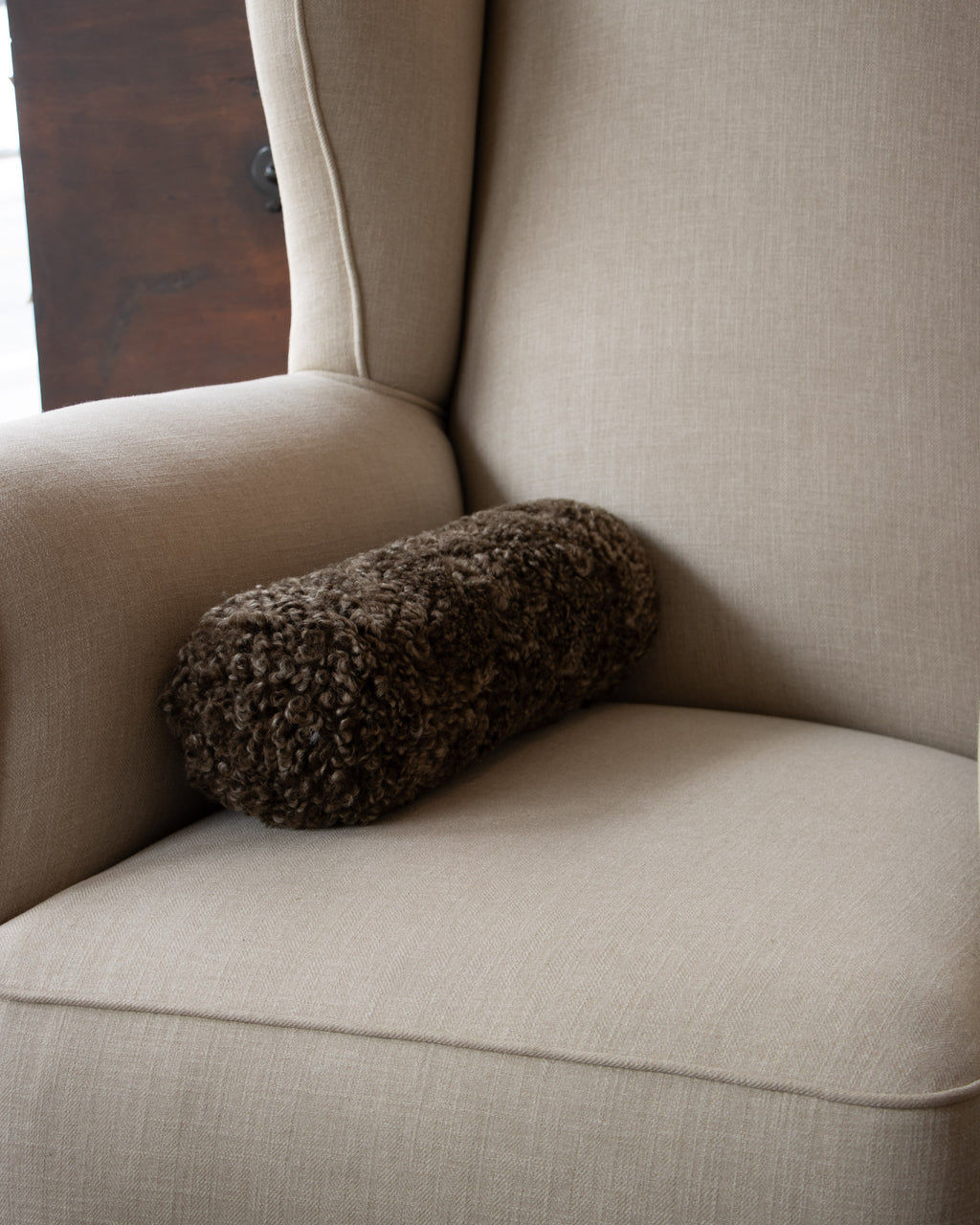 Sheepskin Pillow - Pewter Bolster