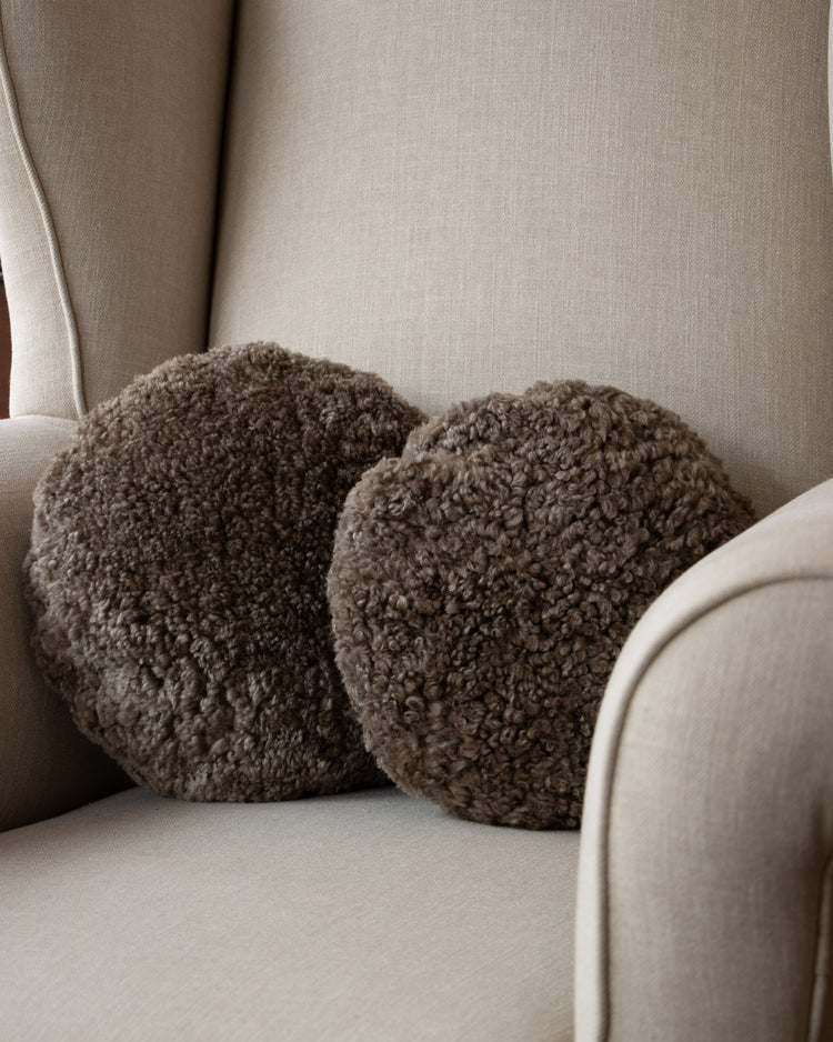 Sheepskin Pillow - Pewter Round