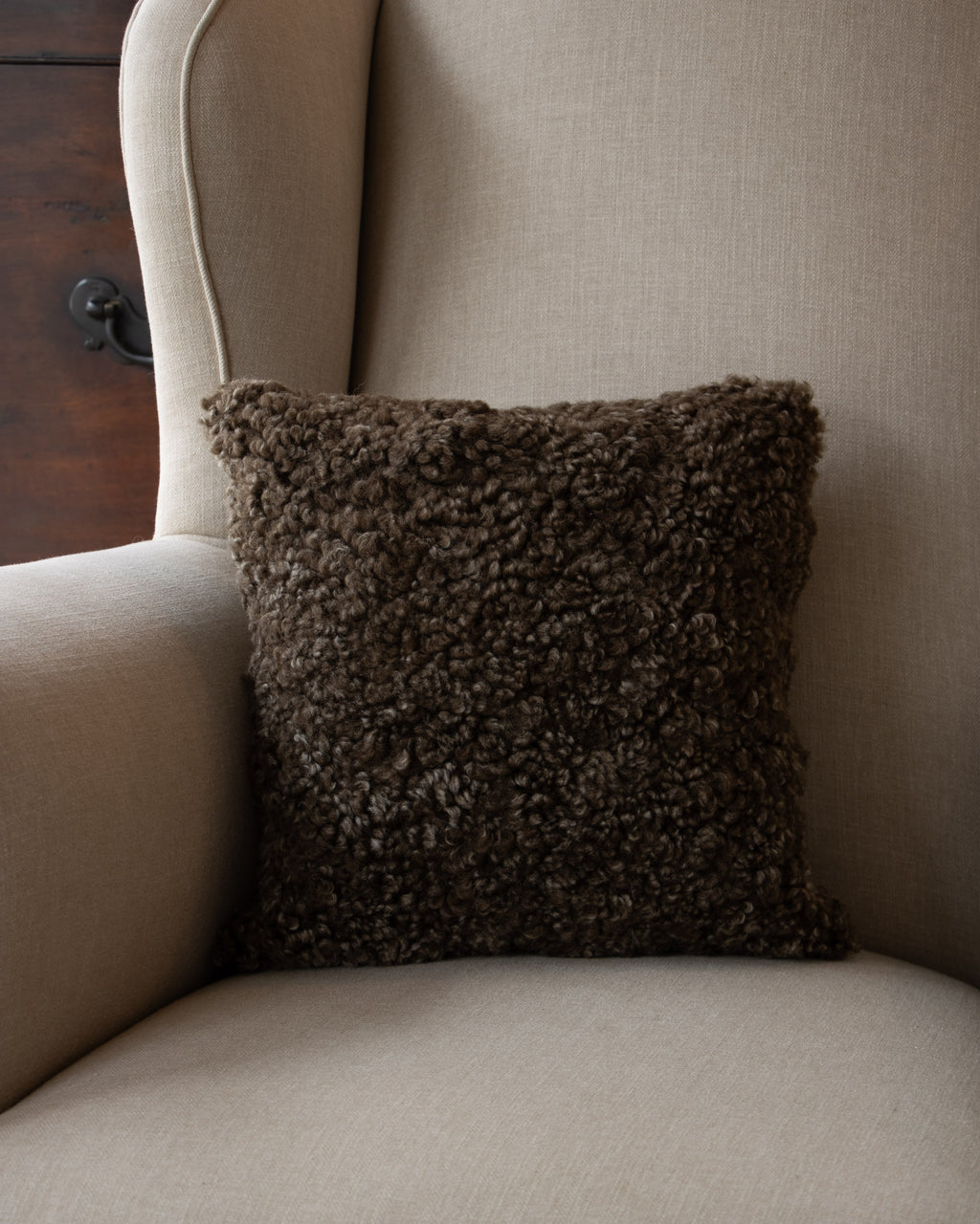 Sheepskin Pillow - Pewter Square