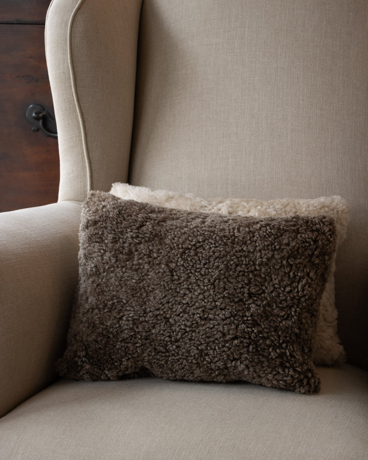 Sheepskin Pillow - Pewter Rectangle