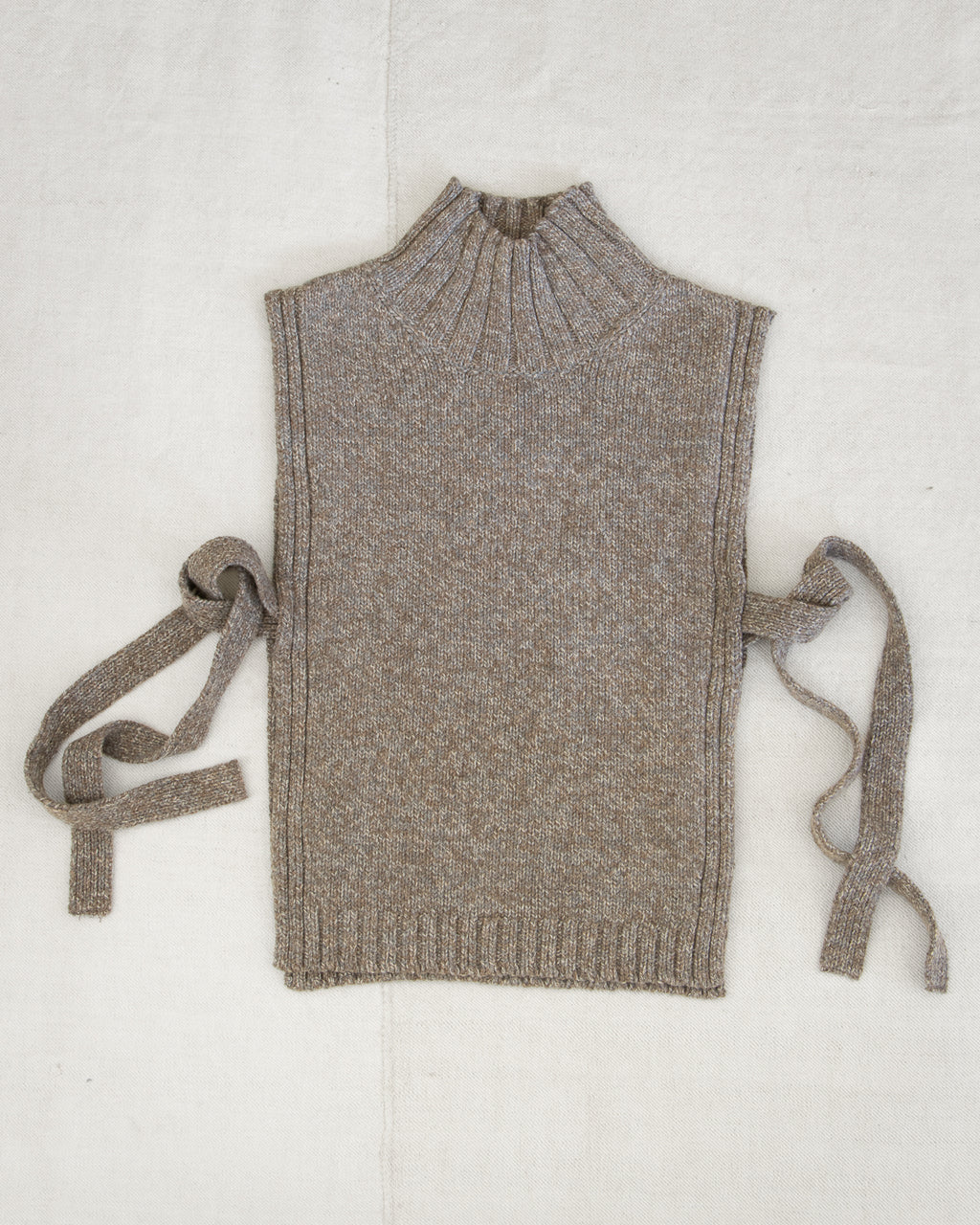 Soeur Turtleneck Side Tie Vest in Beige Grey