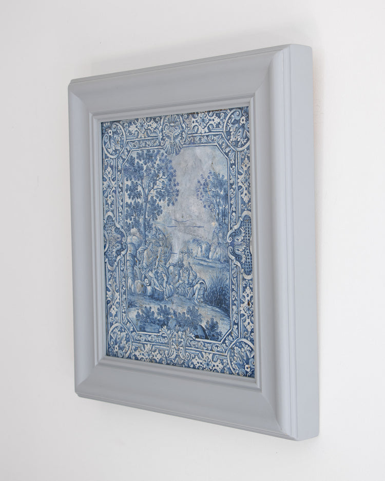 A Framed 18th Century Faience Tile