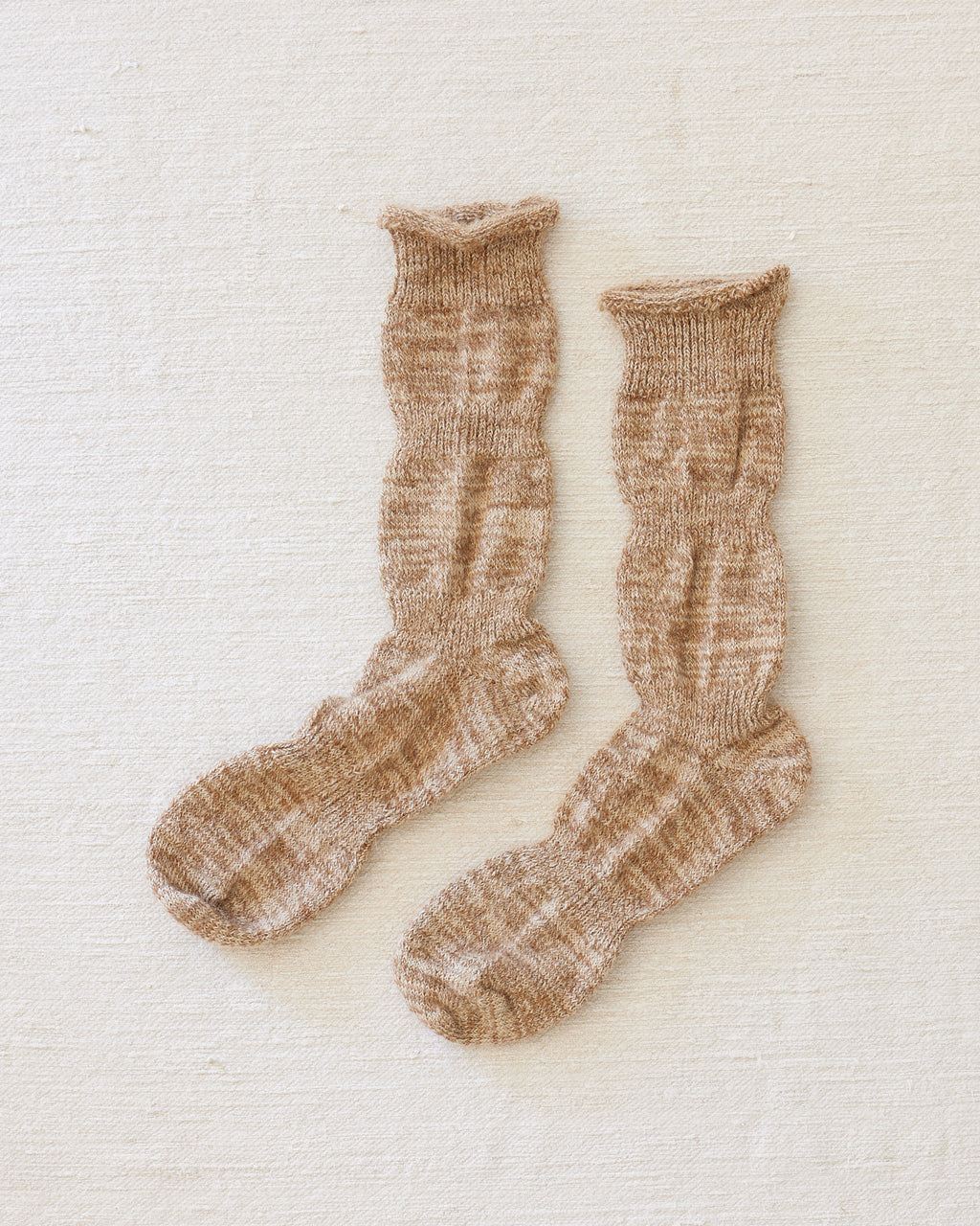 Yahae Alpaca Linen Ploot Socks Brown