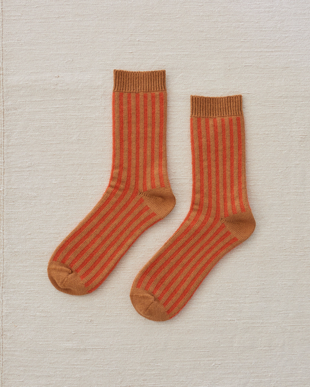Yahae Organic Cotton Mohair Stripes Socks Orange