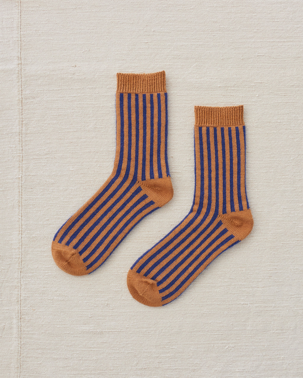 Yahae Organic Cotton Mohair Stripes Socks Blue